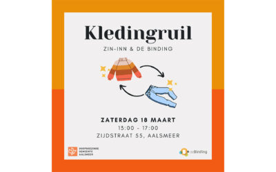 18 maart Kledingruilbeurs in de Bindingzaal