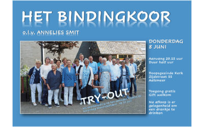 Donderdag 8 juni try-out  van Het Bindingkoor in Doopsgezinde Kerk